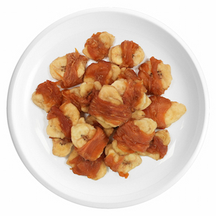 Pechuga de pollo y tiras de plátano
