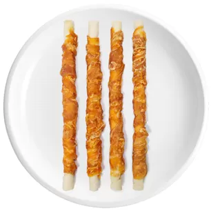 Tiras de cuero de res y pollo